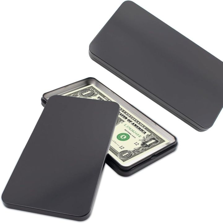 Portable Matal Coin Box Black With Lid Currency Organizer Flat Bottom ...