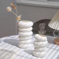 Household Plastic Flower Vase Imitation Ceramic Spiral Design Flower Pot Modern Nordic Style Flower Arrangement Home Decoration. 
