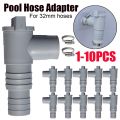 1-10pcs PVC Pool On/Off Plunger Valve Leak Proof 32mm Ground Pool Adapter Sealed Replacement for Outdoor Pool Accessories. 