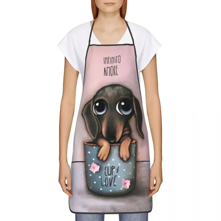 NEW%20Dachshund%20Cup%20Love%20Aprons%20for%20Men%20Women%20Sausage%20Wiener%20Badger%20Dogs%20Adult%20Unisex%20Kitchen%20Chef%20Bib%20Tablier%20Cuisine%20Cooking%20Baking%20-%20Image%202
