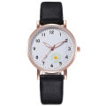 Women Fashion Casual Leather Belt Small Daisies Watches /Simple Ladies Dress Small Dial Quartz Clock Watches. 