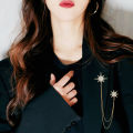 Women Men Star Chain Brooches Pins Metal Rhinestone Jewelry Party Brooch Gift Yao Store. 