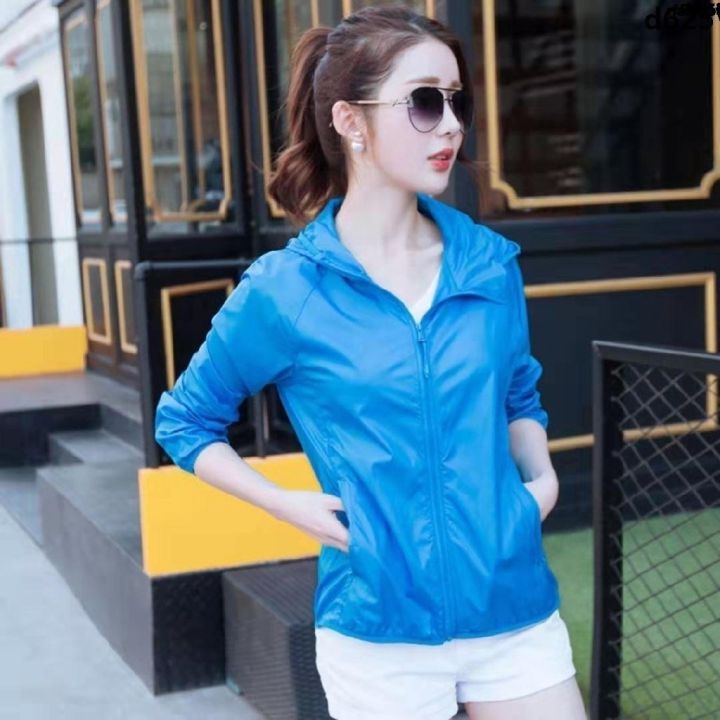 Windbreaker Couple Korean Style 」﹜ Girl style ﹜ Anti-Sports Raincoat ︵ Coat ﹟ Female Line Households 2019 Short Version UV Thin Summer Clothes Type External Wind Sun Protection [