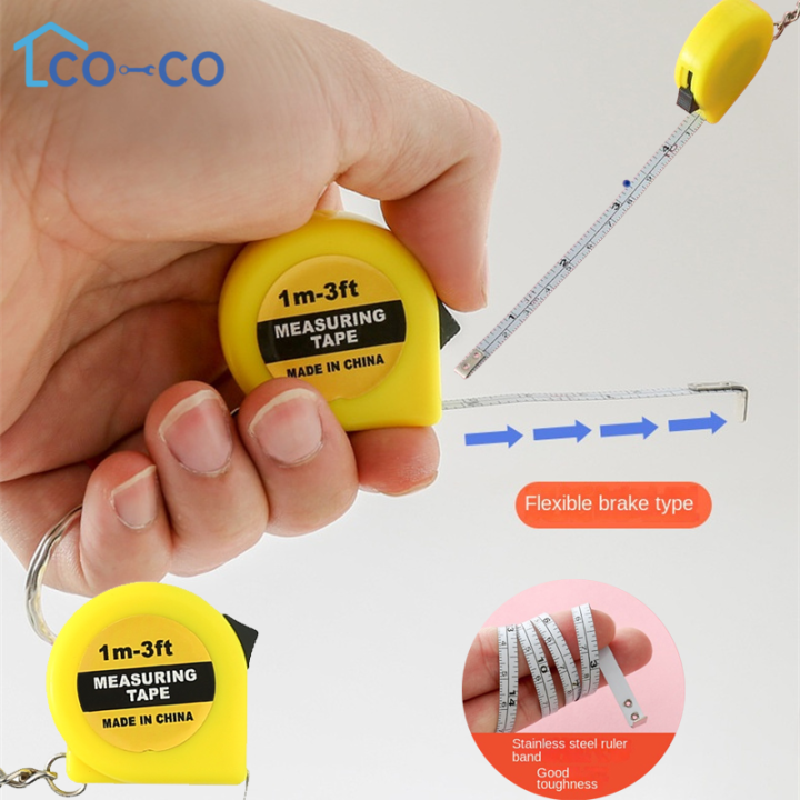 1 Meters Small Ruler Measures Metric And Imperial System Key Ring Mini Steel Tape Measure Pocket Portable Compact Carry Around