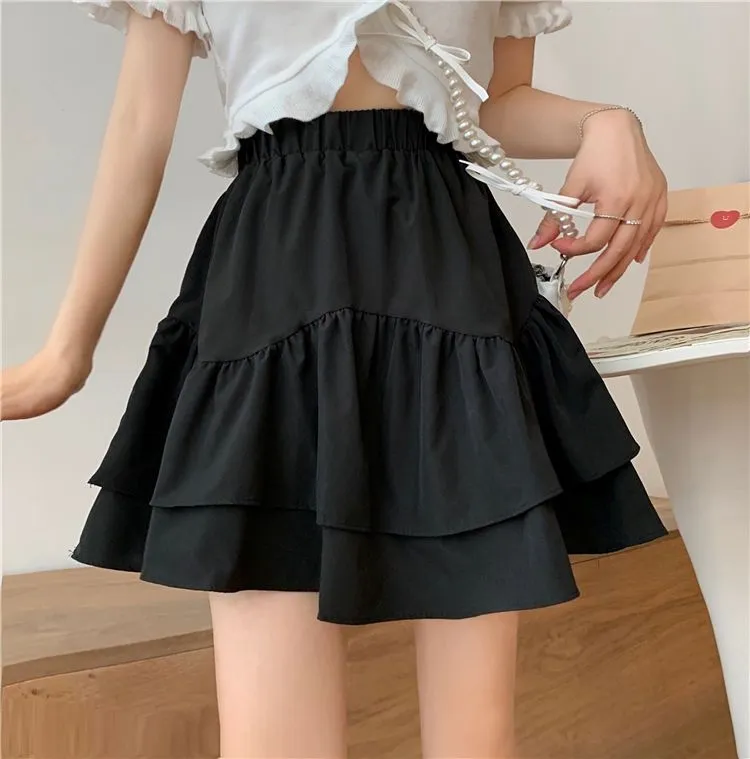 RuffleaWomen's Short Skirt Summer Thin Puffy High Waist Small Hem