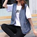 Denim Vest for Women Spring Summer Autumn 2024 New Vest Short Western Style All-Matching Slimming outside Wear Trendy Thin Vest. 