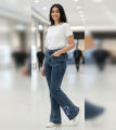 Womens Light Blue Acid-Wash Cute Print Denim Oversized Pants Stylish Fashion Jeans Box Pockets Jeans Bell Bottom Jeans Girls Denim Womens Classic Trendy Korean Denims Baggy Trouser High Waist Casual Ladies Pant Womens Pant Oversize Denim Cute Prints Denim. 