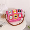 Casual Travel Bag Floral Crochet Handbag Women's Straw Handbag Trendy Handmade Bag Crochet Tote Bag. 