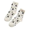 Cow Print Mink Plush Socks For Women Girl Winter Mid Tube Thickened Warm Funny Stockings Cute Animal PrintedHome Floor Socks. 