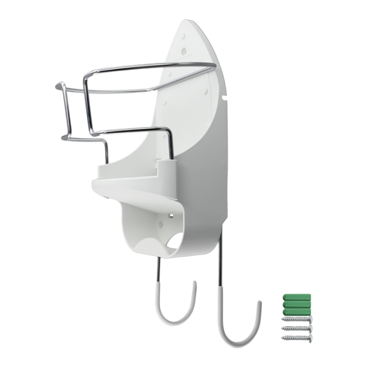 ARELENE Iron Board Hanger Wall Mount Electric Iron Holder Iron and Ironing Board Storage Organizer Shelf with Removable Hooks -2