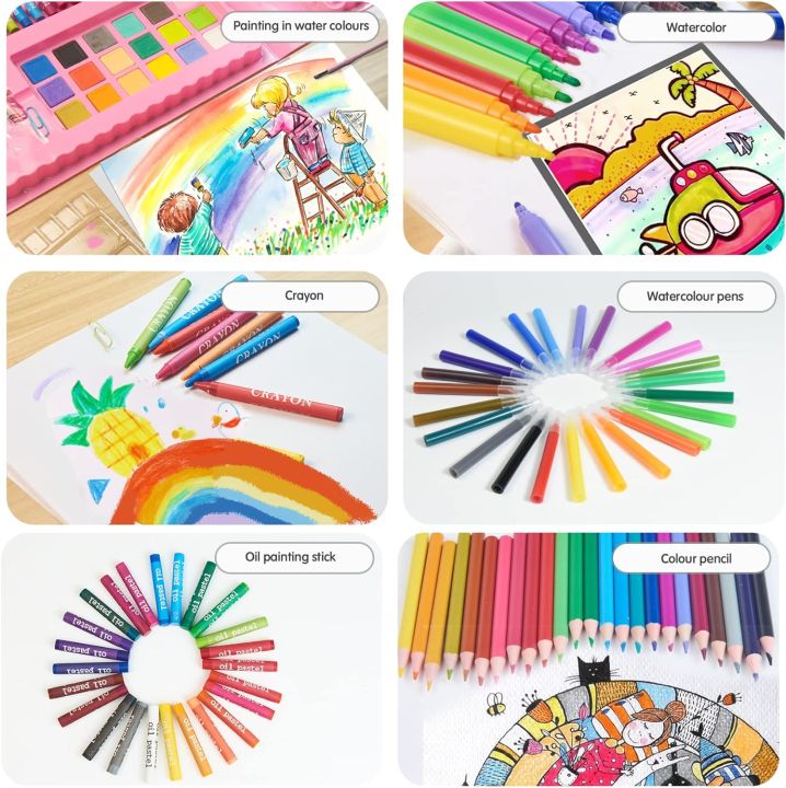 TOMMYHOME%20Drawing%20Kit%20208PCS%20Deluxe%20Colouring%20Art%20Set%20for%20Kids%206-12%20Drawing%20&%20Painting%20Set%20with%20Watercolour%20Drawing%20Colouring%20Pencils%20for%20Children%20Kid%20Girls%20Boys%20-%20Image%206