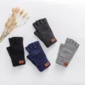 Knitted Fingerless Gloves Autumn Winter Men Thick Warm Windproof Gloves Daily Cycling Driving Elastic Gloves Fashion Simple Gift 1Pair. 