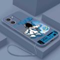 [Free Strap] Xiaomi Redmi 13C 12C Smile Astronaut Square Phone Case Liquid Silicon Soft Casing nasa Cover. 