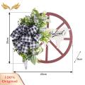 SuperRide Farmhouse Wreath Rustic Farmhouse Welcome Sign with Cow Wheel Garland Non-fading Front Door Hanging Wreath Spring Farmhouse Wreath. 