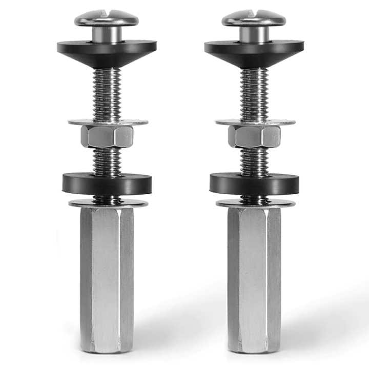 Universal 2Pcs Metal Heavy Duty Toilet Seat Bolts Kit, Toilet Tank Screws with Downlock Nuts