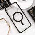 IPhone 7 Plus / 8 Plus Magsafe Black Magnetic Lens Protection Stand Phone Case For IPhone 7 Plus / 8 Plus Camera protection Clear Transparent back Cover. 