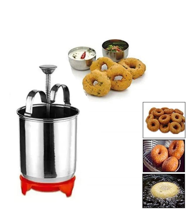 Shaped and Crispy Mendu Vada Maker: The Ultimate Medu Vada Maker Machine Medu Vada and Donut Maker Stainless Steel for Homemade Donuts and Medu Vadas (Stainless Steel)