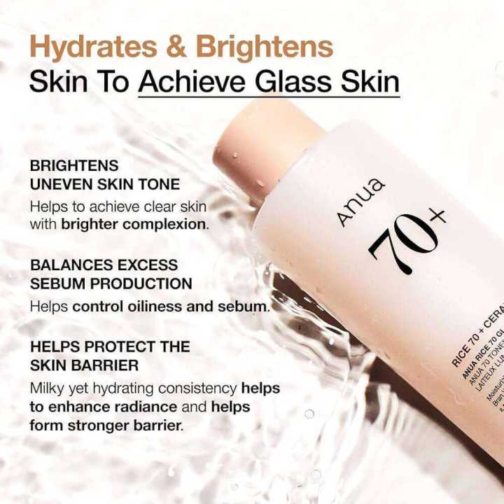 Anua%20Rice%2070%20Milky%20Toner/%20Enzyme%20Brightening%20Cleansing%20Powder/%20Ceramide%20Hydrating%20Barrier%20Serum/%20Moisturizing%20Milk%20-%20Image%204