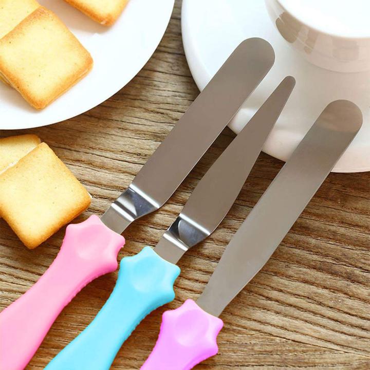 3-in-1 Multi-Function Stainless Steel Cake Icing Spatula Knife Set, 3-Pieces, Multicolor