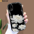 AMORVOR for Vivo Y93 Back Cover White Lotus Flowers Pattern Wavy Texture Edge Soft Silicone Phone Case. 