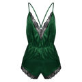 Mens Male Lace Silk Satin V-neck Pajamas Jumpsuit Adjustable Spaghetti Strap Nighties Lace Trimmed Sleepwear Nightwear. 