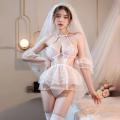 Plus Size Lingerie Wedding Dress Bride Cos Uniform Transparenactualt Lace Romantic White Bride Porno Outfit Sheer Maid Nightgown. 