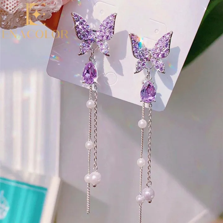 Enacolor%20%20%20Long%20Dangle%20Earrings%20Exquisite%20Purple%20Crystal%20Pearl%20Butterfly%20Drop%20Earrings%20for%20Girls%20-%20Image%202