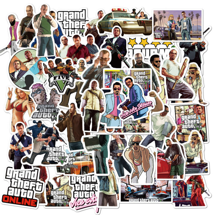 20/40pcs GTA 5 Game Stickers Grand Theft Auto Logo Stickers for Laptop Scrapbook Journal Kids Girls Boys Stickers