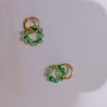 ouswa earrings are do inspring Micro green Milis natural stone two wear earrings 14K gold plated earrings. 