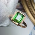 【ZIME】A406 Tourmaline Ring Fine Jewelry Solid   Nature Green Tourmaline Gemstones 2.7ct Diamonds Rings for Women Fine Present. 