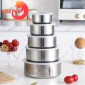 Durable Food Storage Container 5pcs Stainless Steel Food Storage Bowl Set for Home Kitchen Restaurant. 