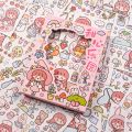 50 Sheets Japanese Paper Sticky Notebook Sticker Set Cartoon Anime Cute Girl Heart Student Label Diary diy Decoration Material Small Pattern Bedroom Dormitory Desk Wall. 