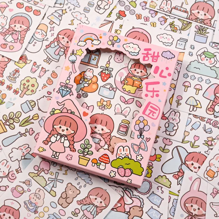 50%20Sheets%20Japanese%20Paper%20Sticky%20Notebook%20Sticker%20Set%20Cartoon%20Anime%20Cute%20Girl%20Heart%20Student%20Label%20Diary%20diy%20Decoration%20Material%20Small%20Pattern%20Bedroom%20Dormitory%20Desk%20Wall%20-%20Image%206