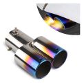 Stainless Steel Exhaust Tip, Straight Type Tailpipe Muffler, Automobile Modification Supplies, Universal for Most Cars, Trucks and Vans (Blue # Flat Opening). 