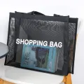 【ALLGOOD】Black Transparent Nylon Mesh Shopping Bag Large Capacity Shoulder Handbag For Shopping Bags Breathable Beach Travel Storarge Bag. 
