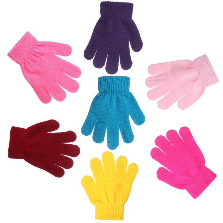 Candy Color Boy Girl Warm Knitted Children Glove Stretch