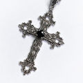 Gothic Irregular Cross Crystal Necklace Goth Large Cross Pendant Necklace Vintage Sweater Necklaces for Women Men Jewelry. 