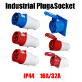 Ip44 Industrial Plug Wall Mount Socket Connector Three-Phase 3pin 4pin 5pin 16a32a Waterproof Non- -Proof Aviation Plug. 