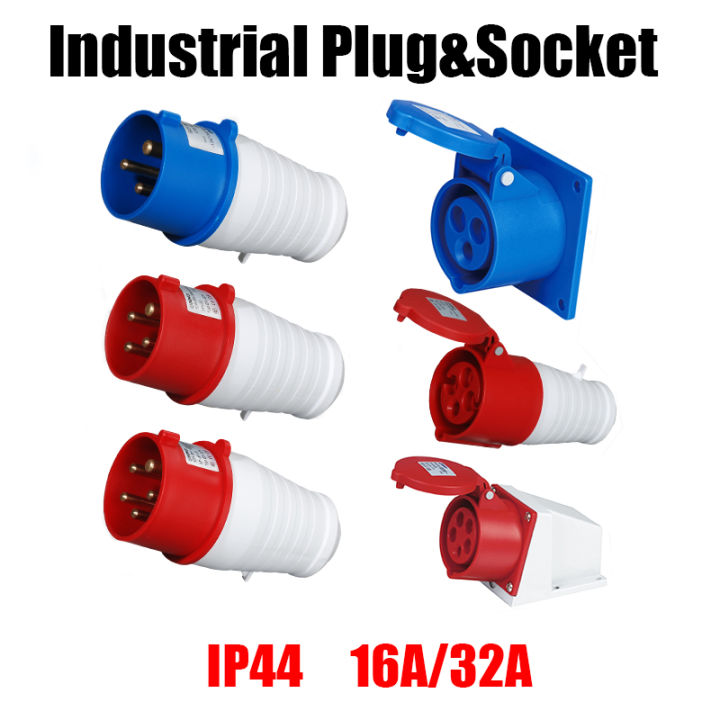 Ip44 Industrial Plug Wall Mount Socket Connector Three-Phase 3pin 4pin 5pin 16a32a Waterproof Non- -Proof Aviation Plug