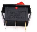 KCD1 6A 250V 3 pin SPST red color plastic rocker indicator switch. 