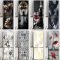 Black Gold Refrigerator Door Sticker Self Adhesive Waterproof 3D Wallpaper Fridge Door Wrap Mural Cover Home Room Kitchen Decor. 