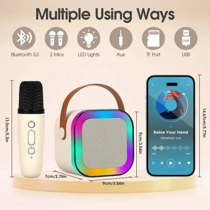 Bluetooth K12 Karaoke Machine Portable 5.3 PA Speaker System with 1-2 Wireless Microphones Home Family Singing Children's Gifts