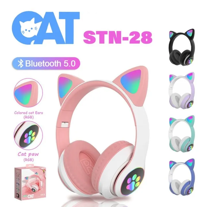STN-28%20Over%20Ear%20Music%20Headset%20Glowing%20Cat%20Ear%20Headphones%20Foldable%20Wireless%20BT5.0%20Earphone%20with%20Mic%20Aux%20In%20TF%20Card%20for%20PC%20Laptop%20Computer%20for%20Adults%20Kids%20-%20Image%202