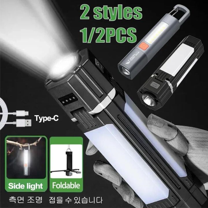 Portable LED Flashlights Rechargeable Torch Light Foldable Super Bright ...