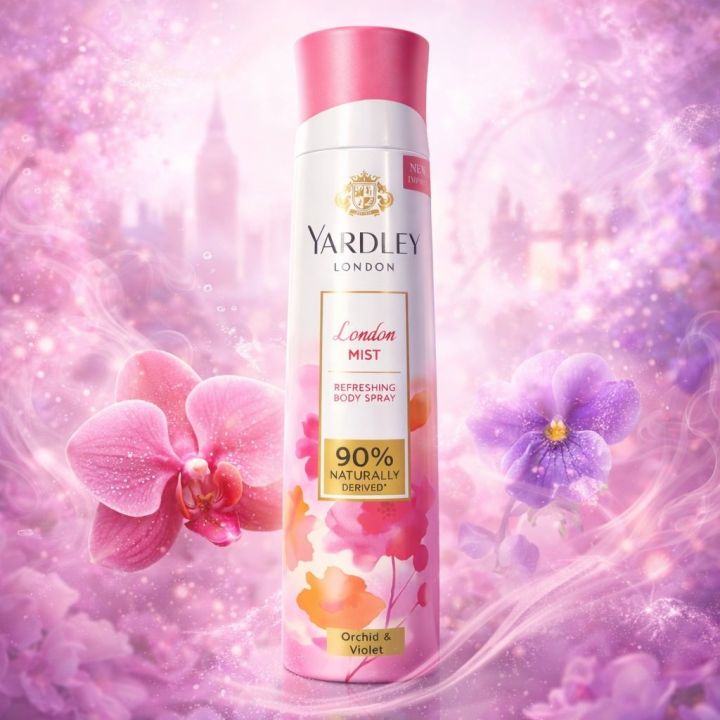 Yardley London Mist Refreshing Body Spray Orchid & Violet – Long Lasting Floral Fragrance for Women | 90% Naturally Derived | Daily Freshness Deodorant Spray