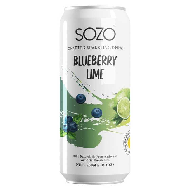 Sozo Blueberry Lime Soda 250ml Can