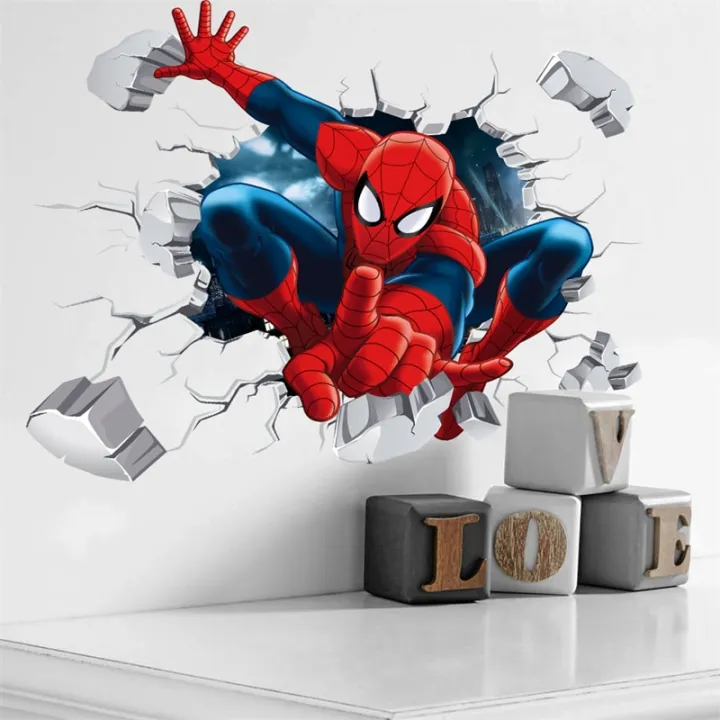 wall%20stickers%20Spiderman%20Avengers%20Wall%20Sticker%20Children%20Bedroom%20Wallpaper%20Boys%20Kids%20Room%20Poster%203d%20Self-adhesive%20Vinyl%20Decals%20Home%20Decor%20Mural%20-%20Image%204