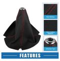 Car Shift Boot Cover Universal Gear Shift Knob Boot Dust Cover Faux Leather Black with Red Line. 