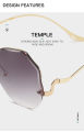 RTBOFY Retro Polygon Framless Trim Sunglasses for Women Gradient Color. 