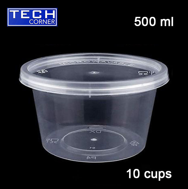 Disposable Plastic Container 500ml Dessert Cup with Lid - clear